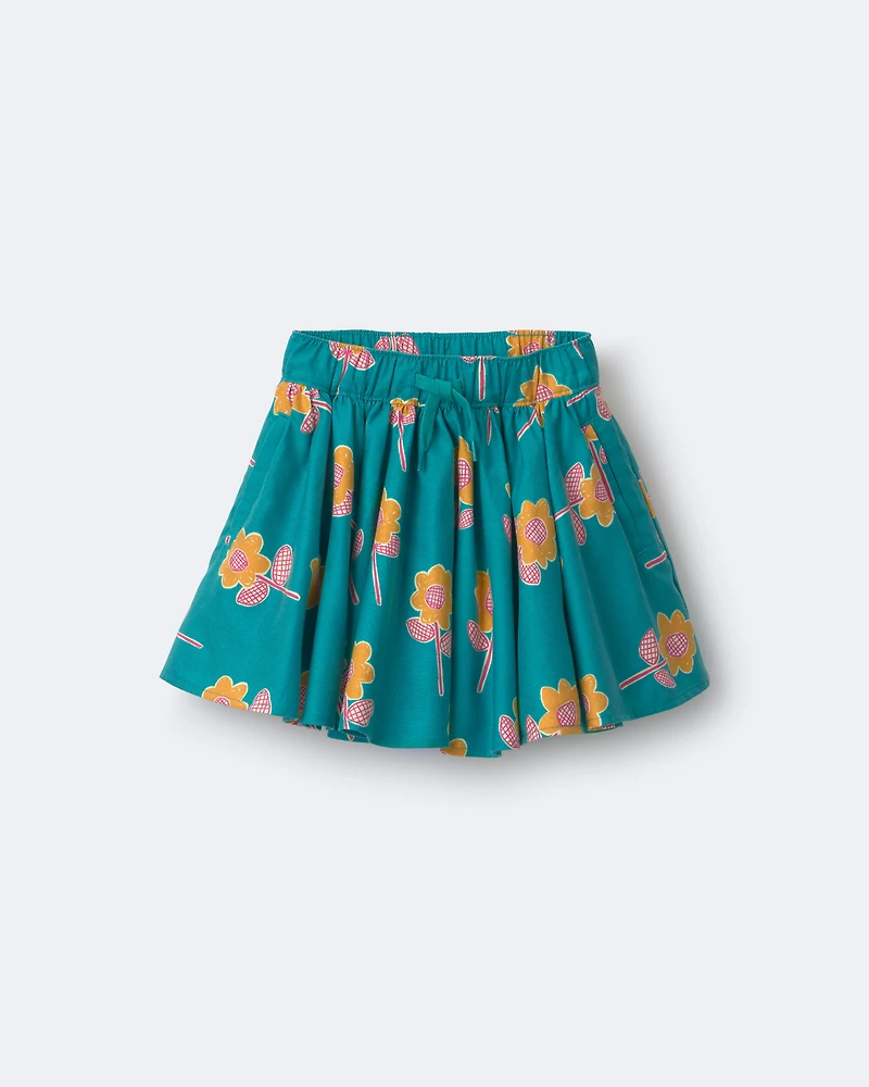 Toddler Girl Avenue Twirl™ Mini Skirt Floral Print – Teal