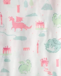 Girls 2-Pack Fairy Tale Dragon Loose Fit Nightgown - Blue/Ivory