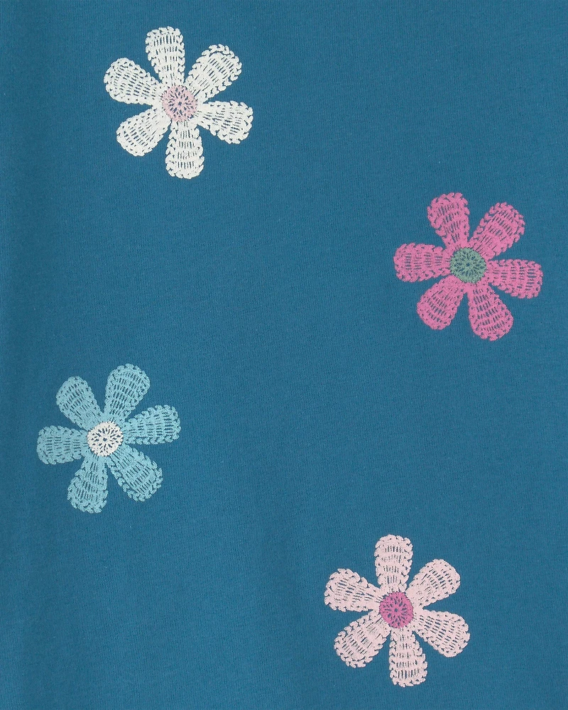 Toddler Girl Floral Graphic Tee - Teal