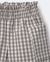 Toddler Girl Gingham Smocked Wide Leg Pant - Cream/Grey