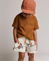 Toddler City Park™ Short Fishing Tiger Print - Cream