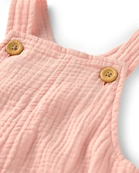 Baby Girl Gauze Sleeveless Shortall Pink