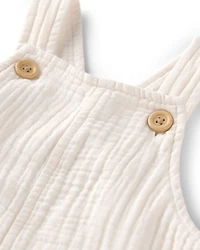 Baby Gauze Sleeveless Shortall White