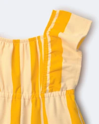 Toddler Girl Ruffle Sleeve Romper Stripes - Yellow