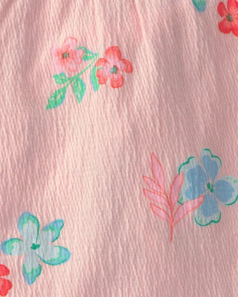 Toddler Girl 2-Piece Floral Ruffle Top & Short Set - Pink