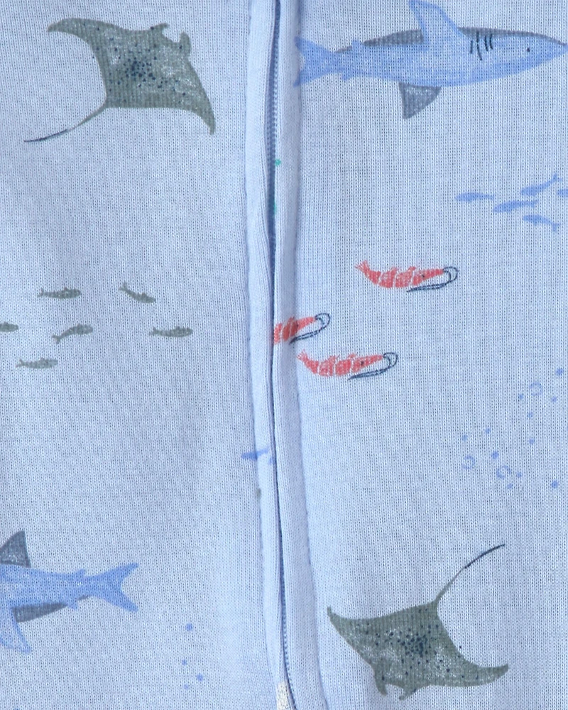 Baby Boy 2-Pack 2-Way Zip Sleepers Solid Sea Creature - Blue