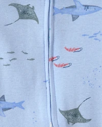 Baby Boy 2-Pack 2-Way Zip Sleepers Solid Sea Creature - Blue