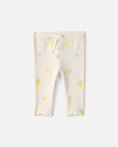 Baby Girl Lemon Rib Pants - Ivory