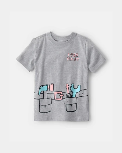 Toddler Boy 'I Can Fix It' Construction Graphic Tee - Grey