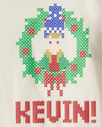 Kid Christmas Home Alone Long-Sleeve Graphic Tee - Cream