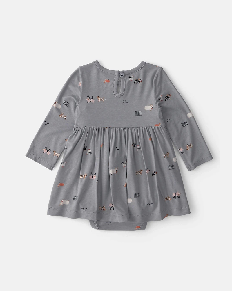 Baby Girl Halloween PurelySoft™ Long-Sleeve Bodysuit Dress - Grey