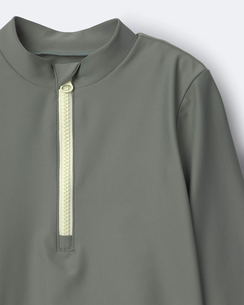 Toddler Half-Zip Long-Sleeve Rashguard - Sage