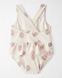 Baby Girl Recycled Strawberry-Print Swimsuit