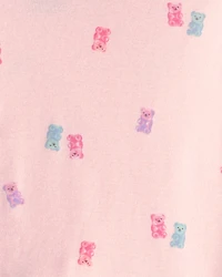 Girls Ice Cream 100% Cotton Short-Sleeve Snug Fit 4-Piece Pyjama Set - Pink/Blue