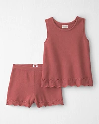 Girls 2-Piece Organic Cotton Knit Top & Short Set