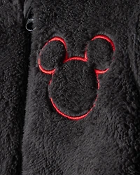 Toddler Boy Disney© Mickey Mouse Sherpa Hooded Zip-Up Jacket - Black
