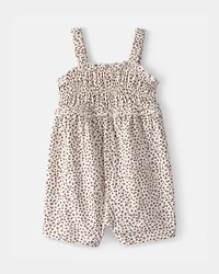 Baby Girl Cheetah Animal Sleeveless Romper - Brown/White