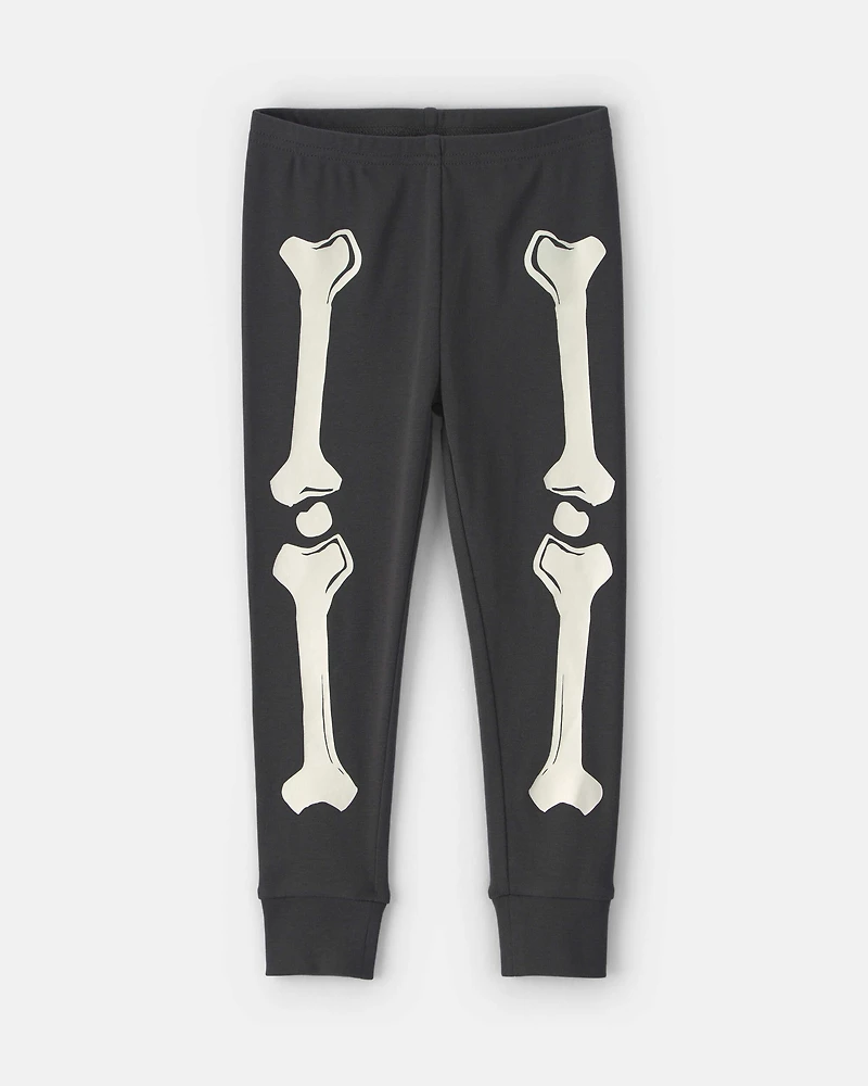Toddler 2-Piece Halloween Skeleton 100% Cotton Snug Fit Pyjama Set - Black
