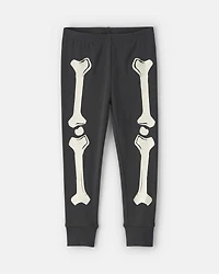 Toddler 2-Piece Halloween Skeleton 100% Cotton Snug Fit Pyjama Set - Black