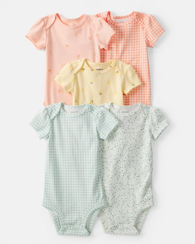 Baby Girl 5-Pack Fruit Multipack Bodysuits - Orange/Green/Yellow