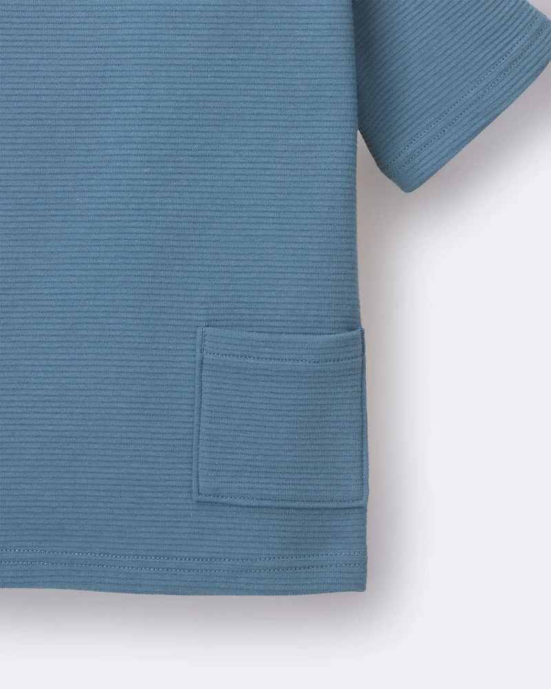 Toddler Boy Henley Tee with Pocket - Slate