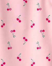 Baby Girl Cherry Long-Sleeve 1-Piece Rashguard Swimsuit - Pink