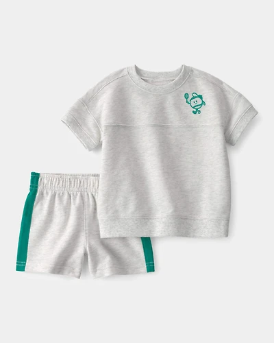 Baby Boy 2-Piece Pickleball Top & Short Set - Grey