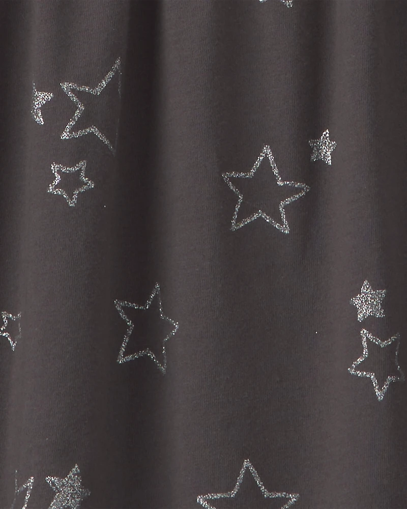 Girls Stars Long-Sleeve Dress - Grey
