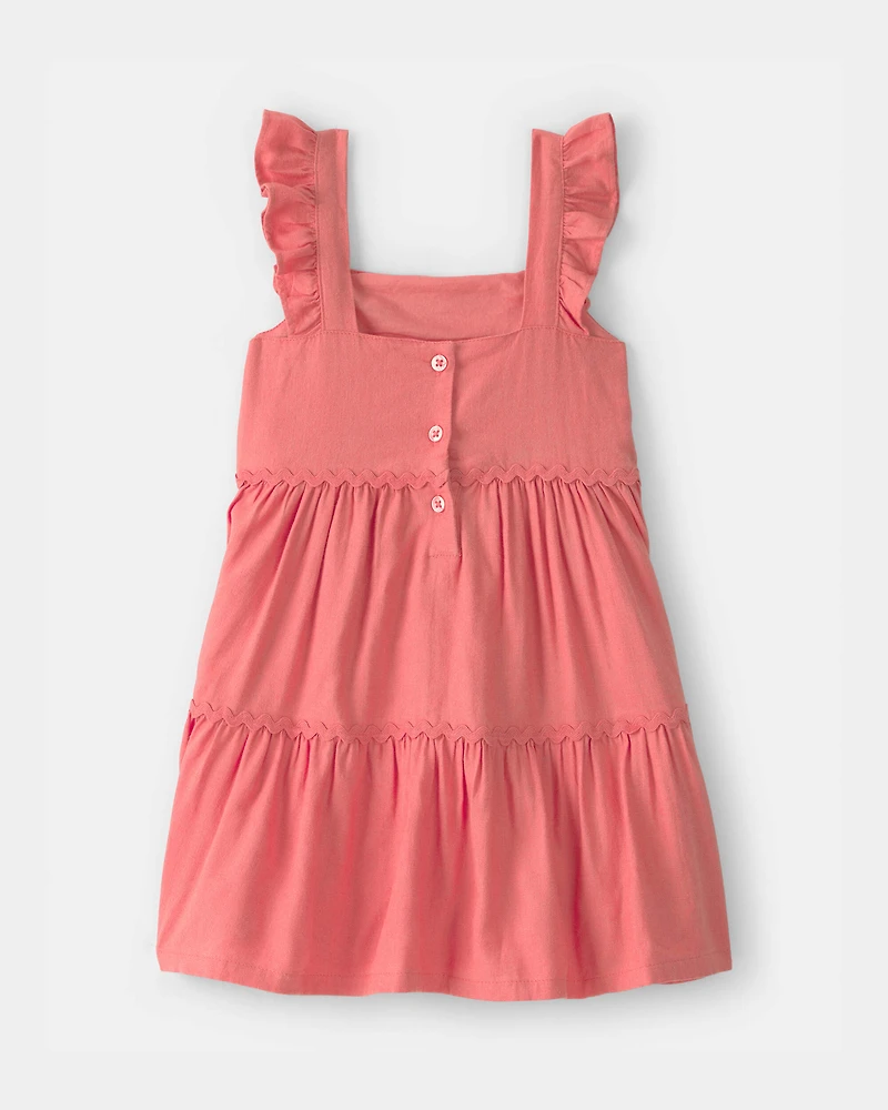 Toddler Girl Ruffle-Sleeve Tiered Dress - Orange