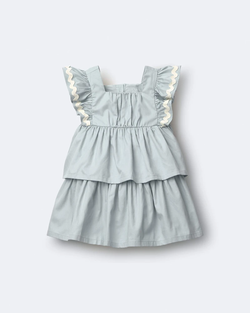 Toddler Girl Ruched Tiered Dress - Light Blue