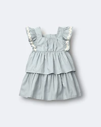 Toddler Girl Ruched Tiered Dress - Light Blue