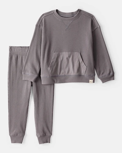 Toddler Boy Waffle Knit Long-Sleeve Tee & Pant Set - Grey