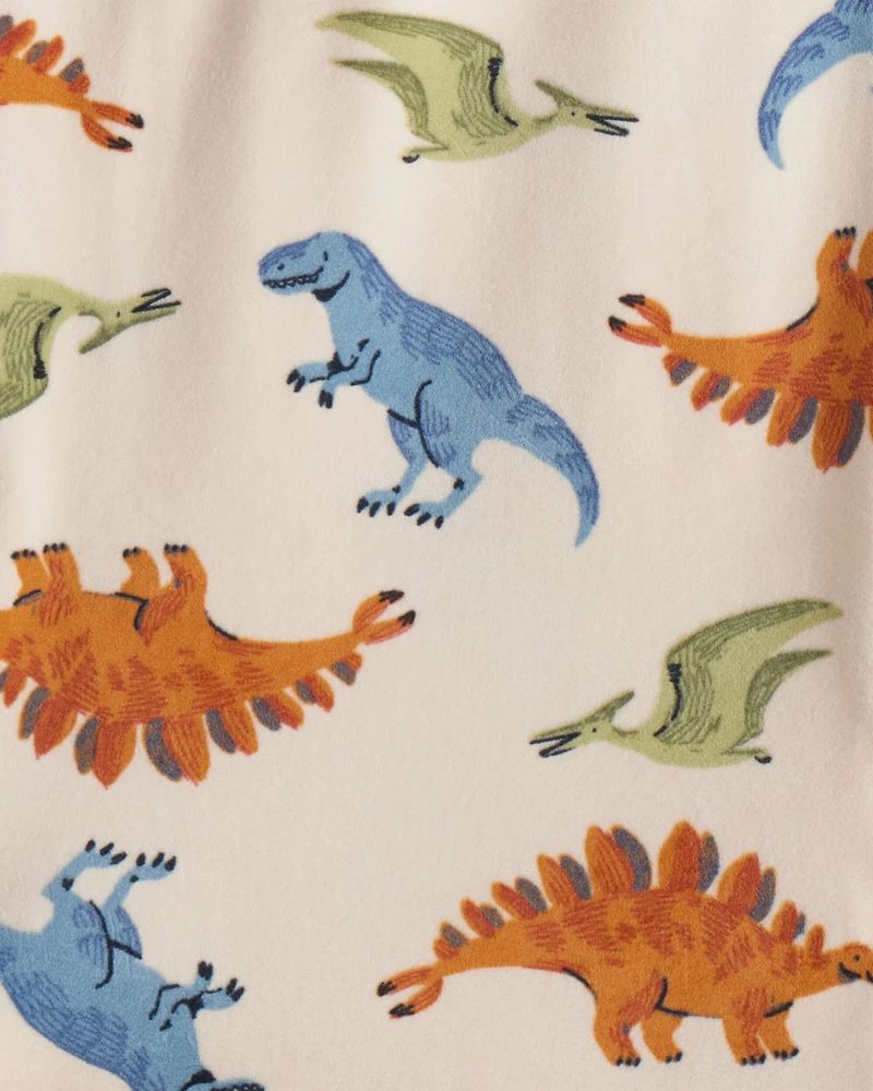 Toddler Boy Dinosaur Print DreamPlush Long-Sleeve Snug Fit 2-Piece Pajamas - Tan