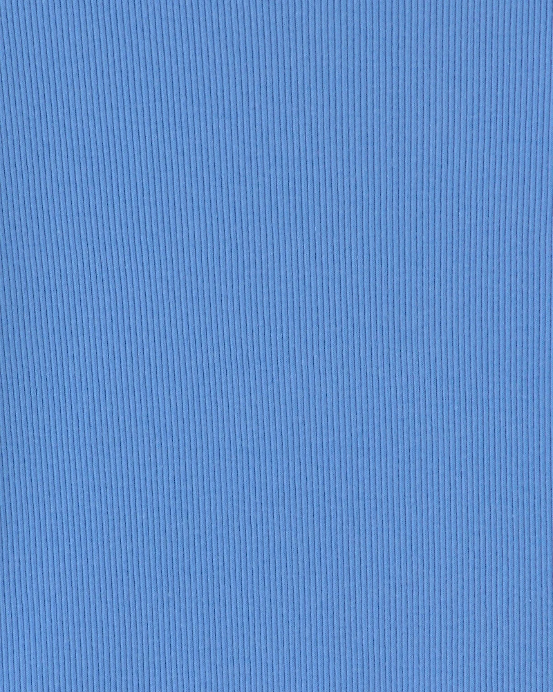 Girls Long-Sleeve Ribbed Top - Blue
