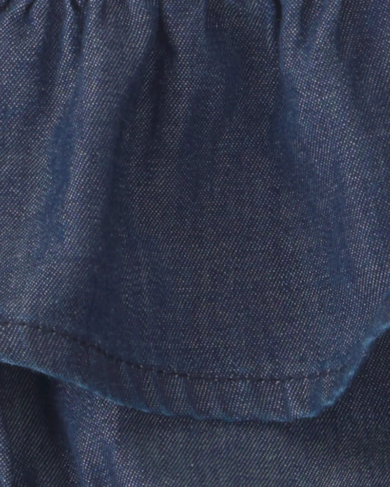 Baby Girl 3-Piece Headband, Top & Chambray Short Set - Pink