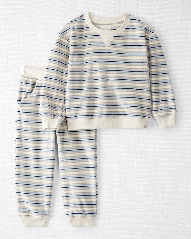 Toddler 2-Piece Organic Cotton Velour Set Stripes