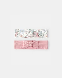 Baby Girl Butterfly Garden Headbands - Pink/Ivory