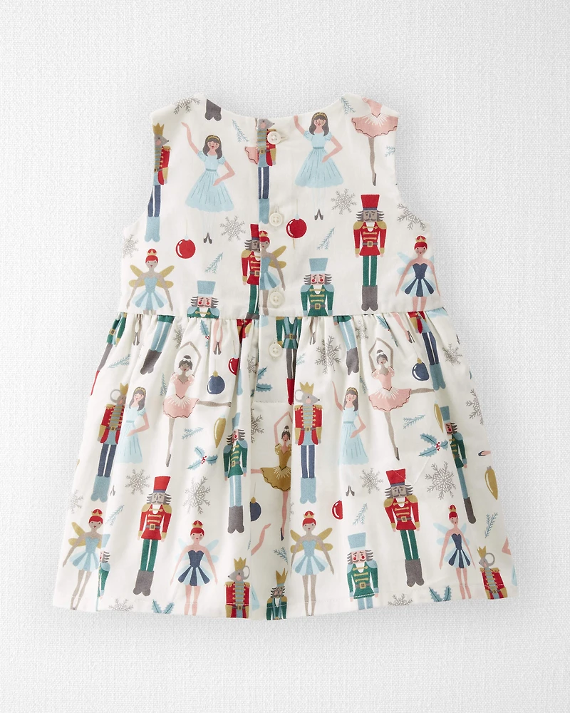 Baby Girl Organic Cotton Dress Nutcracker Print