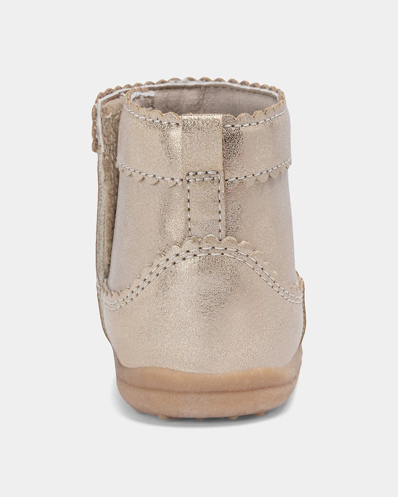 Baby Girl Every Step® First Walker Metallic Boots - Gold