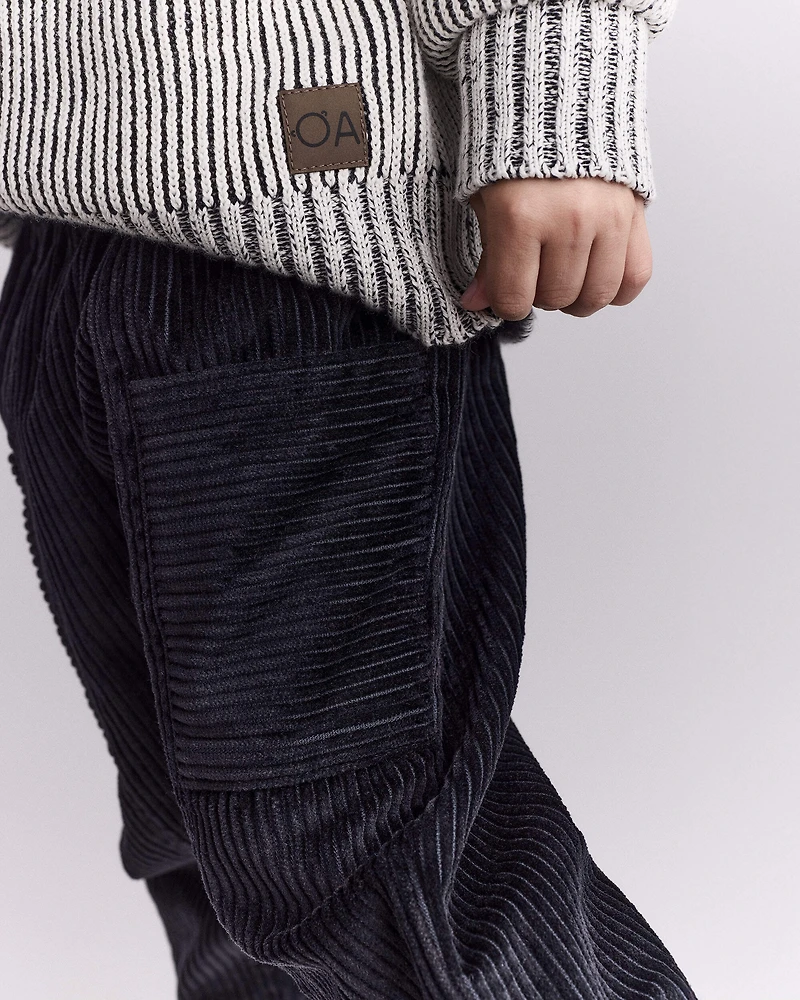 Toddler Boy Corduroy Pocket Pant - Black