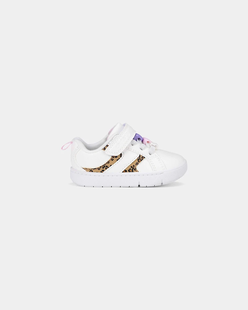 Baby Girl Every Step® First Walker Leopard Charm Sneakers - White