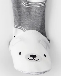Toddler Boy Polar Bear Cotton Snug Fit Footie 1-Piece Pyjamas - Grey
