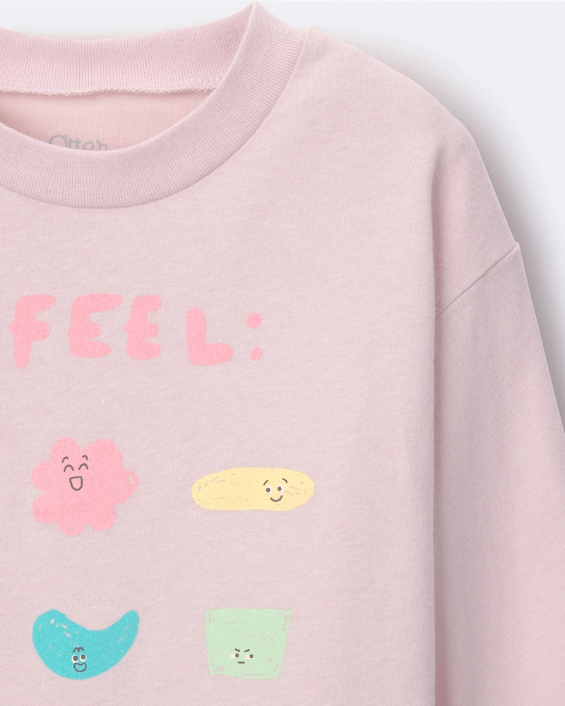 Toddler Girl 'I Feel' Long-Sleeve Relaxed Graphic Tee - Rose