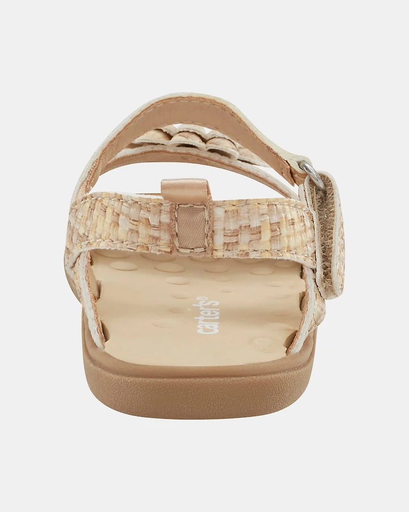 Baby  Every Step® First Walker Woven Flower Accent Sandals - Beige