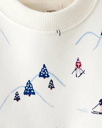 Baby Girl French Terry Dress Made with Organic Cotton Snowy Slopes Print