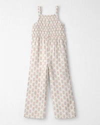 Girls Organic Cotton Gauze Jumpsuit Rosebud Petal Print