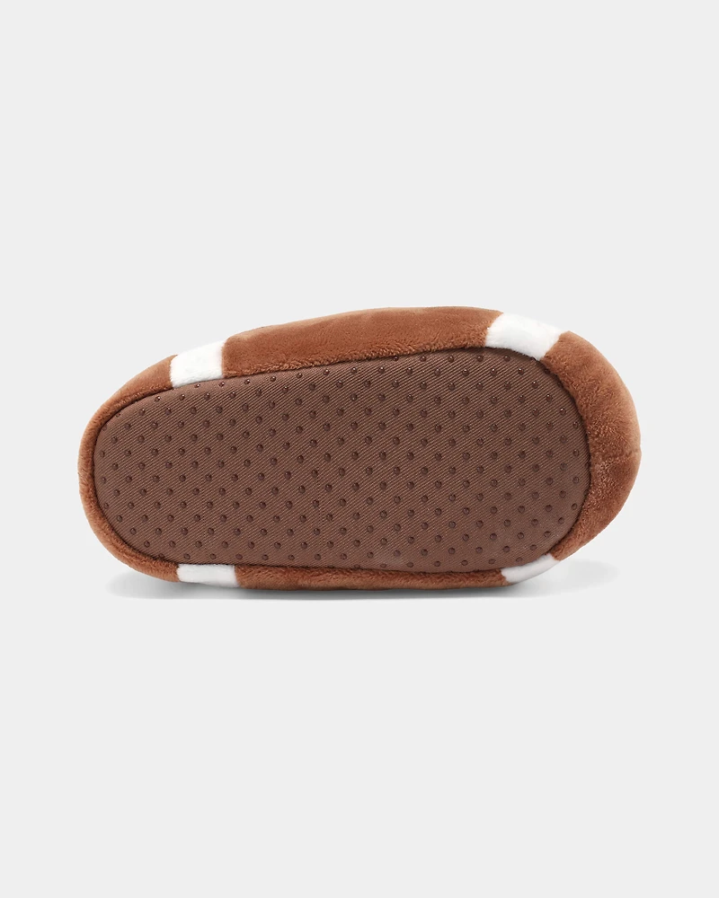 Boys Football Slippers - Brown