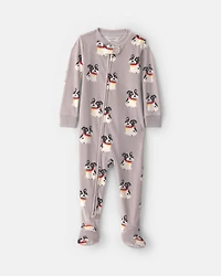 Toddler Boy 1-Piece Dog DreamPlush Snug Fit Footed Pyjama - Grey