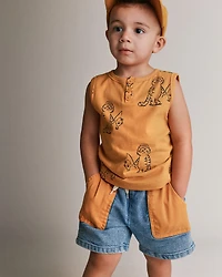 Toddler Colourblock Long-Line Short Denim
