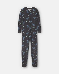 Boys Star Space Dreamplush Snug Fit 1-Piece Pyjama - Black